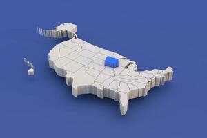 Iowa state of USA map with white states a 3D united states of america map photo