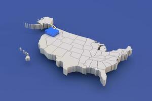 Oregón estado de Estados Unidos mapa con blanco estados un 3d unido estados de America mapa foto
