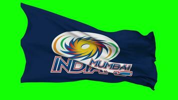 Mumbai Indians, MI Flag Waving Seamless Loop in Wind, Chroma Key Green Screen, Luma Matte Selection video