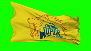 chennai super kungar, csk flagga vinka sömlös slinga i vind, krom nyckel grön skärm, luma matt urval video