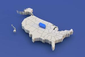 Nebraska state of USA map with white states a 3D united states of america map photo