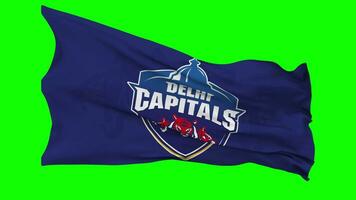 Delhi Capitals, DC Flag Waving Seamless Loop in Wind, Chroma Key Green Screen, Luma Matte Selection video