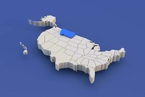 Montana state of USA map with white states a 3D united states of america map photo