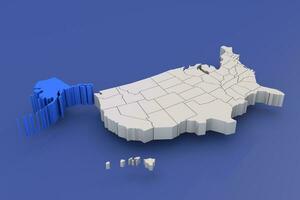 Alaska state of USA map with white states a 3D united states of america map photo