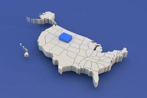 Wyoming state of USA map with white states a 3D united states of america map photo