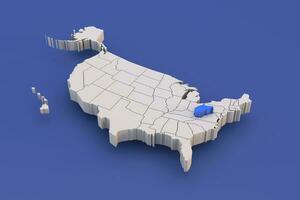 Oeste Virginia estado de Estados Unidos mapa con blanco estados un 3d unido estados de America mapa foto