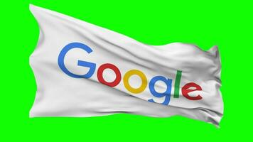 Google Flag Waving Seamless Loop in Wind, Chroma Key Green Screen, Luma Matte Selection video