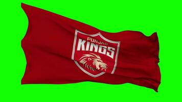 Punjab Kings, PBKS Flag Waving Seamless Loop in Wind, Chroma Key Green Screen, Luma Matte Selection video