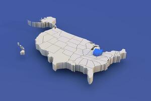 Ohio state of USA map with white states a 3D united states of america map photo