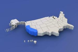 California state of USA map with white states a 3D united states of america map photo