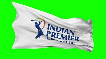 indiano premier liga, ipl bandeira acenando desatado ciclo dentro vento, croma chave verde tela, luma fosco seleção video