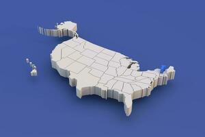 Vermont state of USA map with white states a 3D united states of america map photo