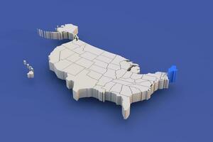 Maine estado y Estados Unidos mapa con blanco estados un 3d unido estados de America mapa foto
