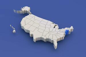 New Jersey state of USA map with white states a 3D united states of america map photo