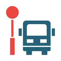 Bus Stop Glyph Two Color Icon Design vector