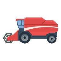 Combine harvester red color icon cartoon vector. Farm machinery vector