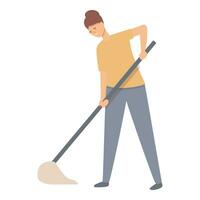 Floor girl cleaner icon cartoon vector. Teenager first job vector