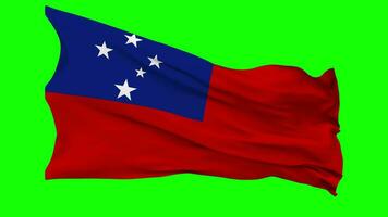 Samoa Flag Waving Seamless Loop in Wind, Chroma Key Green Screen, Luma Matte Selection video