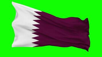 Qatar Flag Waving Seamless Loop in Wind, Chroma Key Green Screen, Luma Matte Selection video