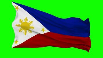 Philippines Flag Waving Seamless Loop in Wind, Chroma Key Green Screen, Luma Matte Selection video