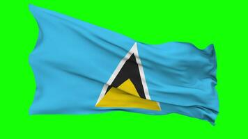 Saint Lucia Flag Waving Seamless Loop in Wind, Chroma Key Green Screen, Luma Matte Selection video