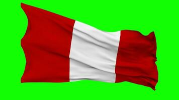 Peru Flag Waving Seamless Loop in Wind, Chroma Key Green Screen, Luma Matte Selection video