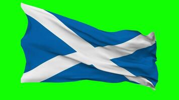 Scotland Flag Waving Seamless Loop in Wind, Chroma Key Green Screen, Luma Matte Selection video