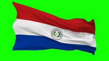 Paraguay Flag Waving Seamless Loop in Wind, Chroma Key Green Screen, Luma Matte Selection video