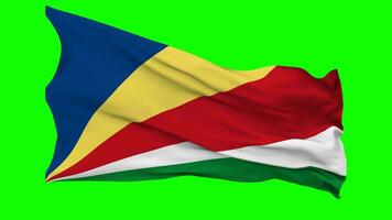 Seychelles Flag Waving Seamless Loop in Wind, Chroma Key Green Screen, Luma Matte Selection video