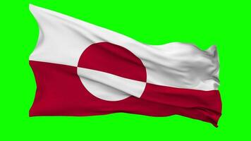 Greenland Flag Waving Seamless Loop in Wind, Chroma Key Green Screen, Luma Matte Selection video