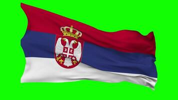 Serbia Flag Waving Seamless Loop in Wind, Chroma Key Green Screen, Luma Matte Selection video