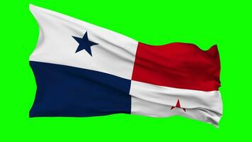 Panama Flag Waving Seamless Loop in Wind, Chroma Key Green Screen, Luma Matte Selection video