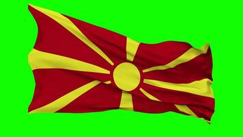 North Macedonia Flag Waving Seamless Loop in Wind, Chroma Key Green Screen, Luma Matte Selection video