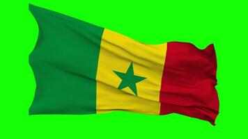 Senegal bandera ondulación sin costura lazo en viento, croma llave verde pantalla, luma mate selección video