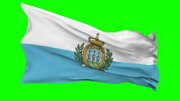 San Marino Flag Waving Seamless Loop in Wind, Chroma Key Green Screen, Luma Matte Selection video