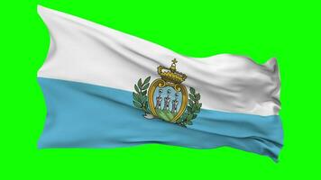 san marino vlag golvend naadloos lus in wind, chroma sleutel groen scherm, luma matte selectie video