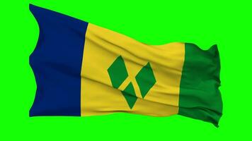 Saint Vincent and the Grenadines Flag Waving Seamless Loop in Wind, Chroma Key Green Screen, Luma Matte Selection video