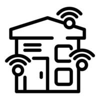 Smart wireless home icon outline vector. Voice control system vector