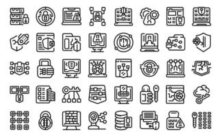 Cybersecurity icons set outline vector. Antivirus malware vector