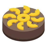 Chocolate cake fruit icon isometric vector. Cream pastry cafe vector