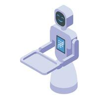 Future robot waiter icon isometric vector. Hotel future assistance vector