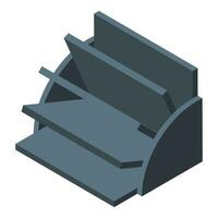 Office paper tray icon isometric vector. Case shelf desk vector