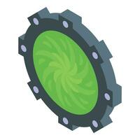 Round green vortex portal icon isometric vector. Fantasy gate stand vector