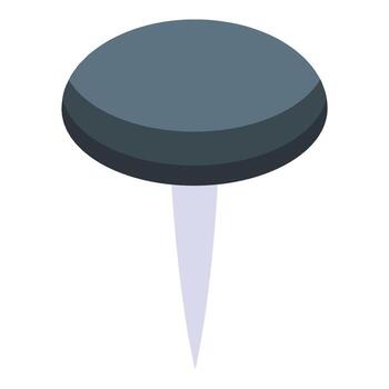 Black push pin icon isometric vector. Reminder image object vector