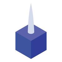 Cube push pin icon isometric vector. Color clip blue vector