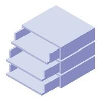 Box data letter file icon isometric vector. Cabinet case folder vector