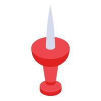 Red push pin icon isometric vector. Important board notice vector