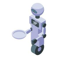 One wheel robot waiter icon isometric vector. Room ai chef vector