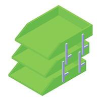 Green color paper tray icon isometric vector. Cabinet case empty vector