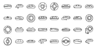 Snow tube icons set outline vector. Winter sport vector